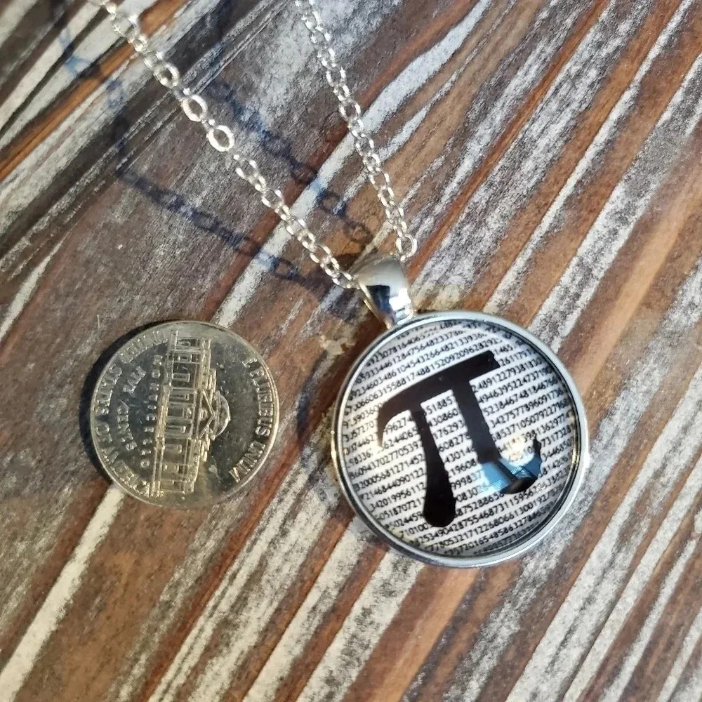 Pi Number Math Geek Necklace Silver - Picture 2 of 4